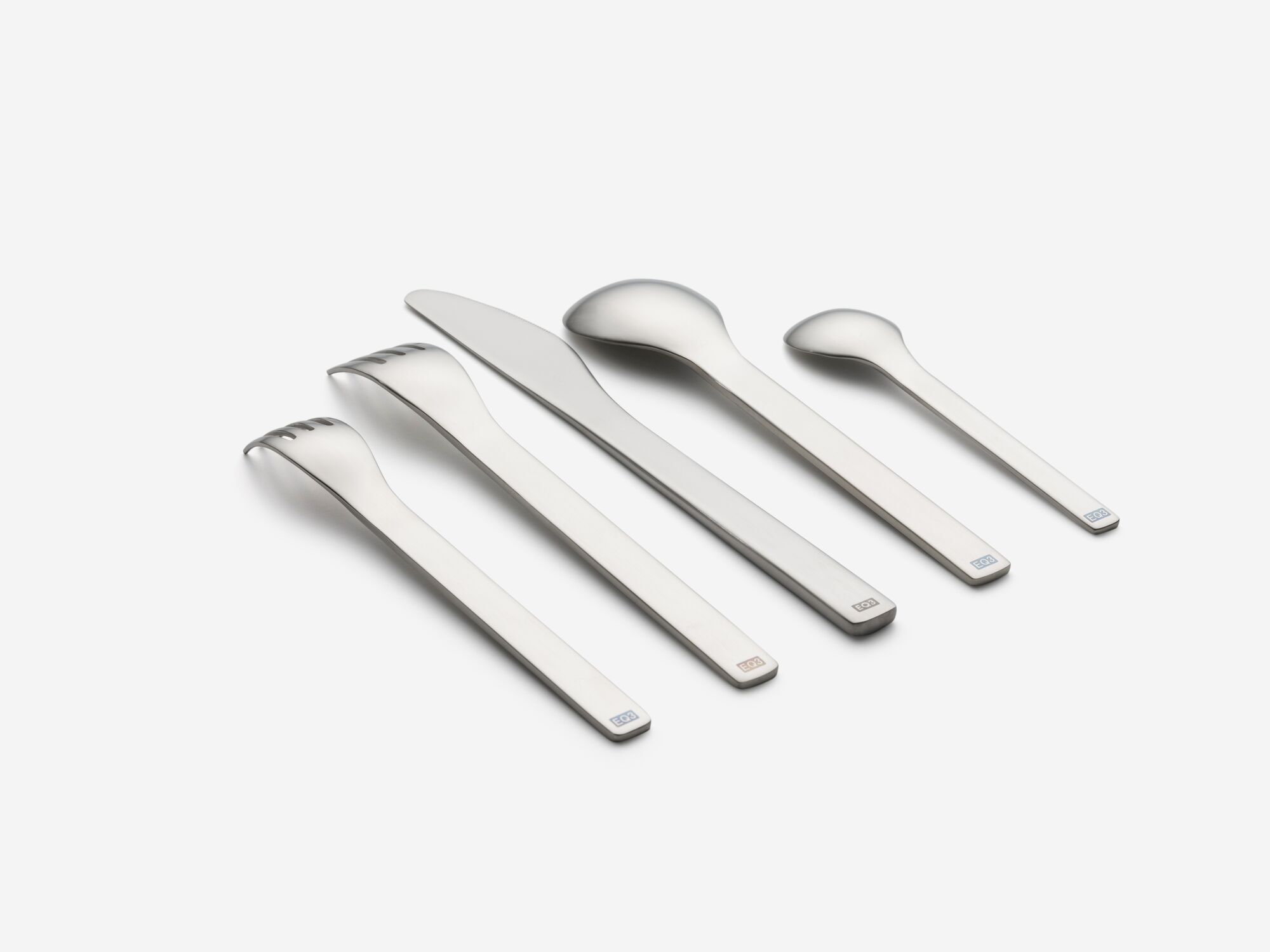 Back view of modern flatware set